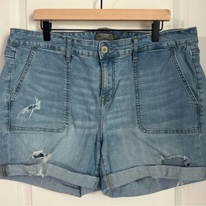 Torrid Distressed Light Blue Jean Shorts